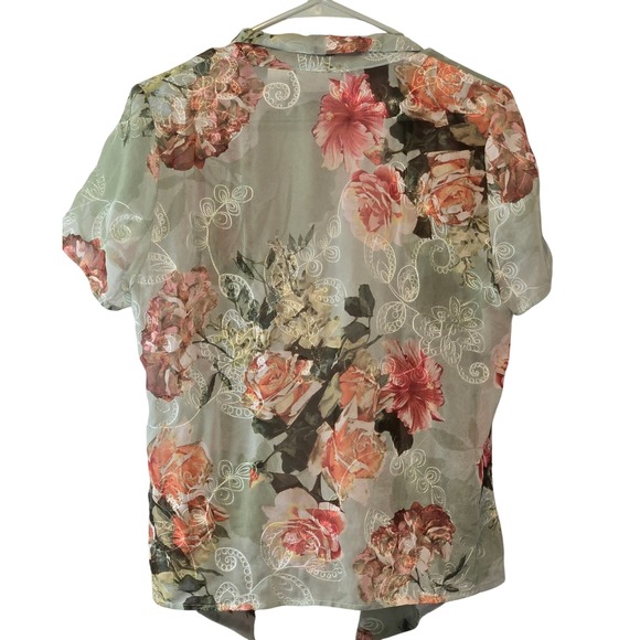 Alfred Dunner Floral Print Open Front Cardigan Top 10P - Picture 2 of 5